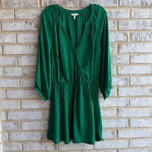 Joie 3/4 Sleeve V-Neck Faux Wrap Green Mini Dress Women's Size L